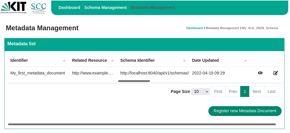 List of Metadata Documents