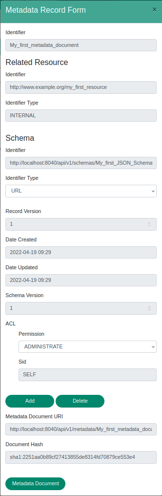 View Metadata Record