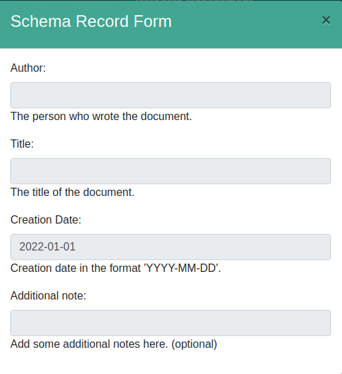 New Schema Record Form