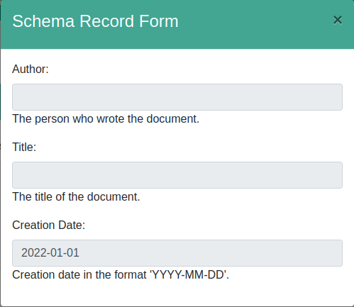 Schema Record Form Example