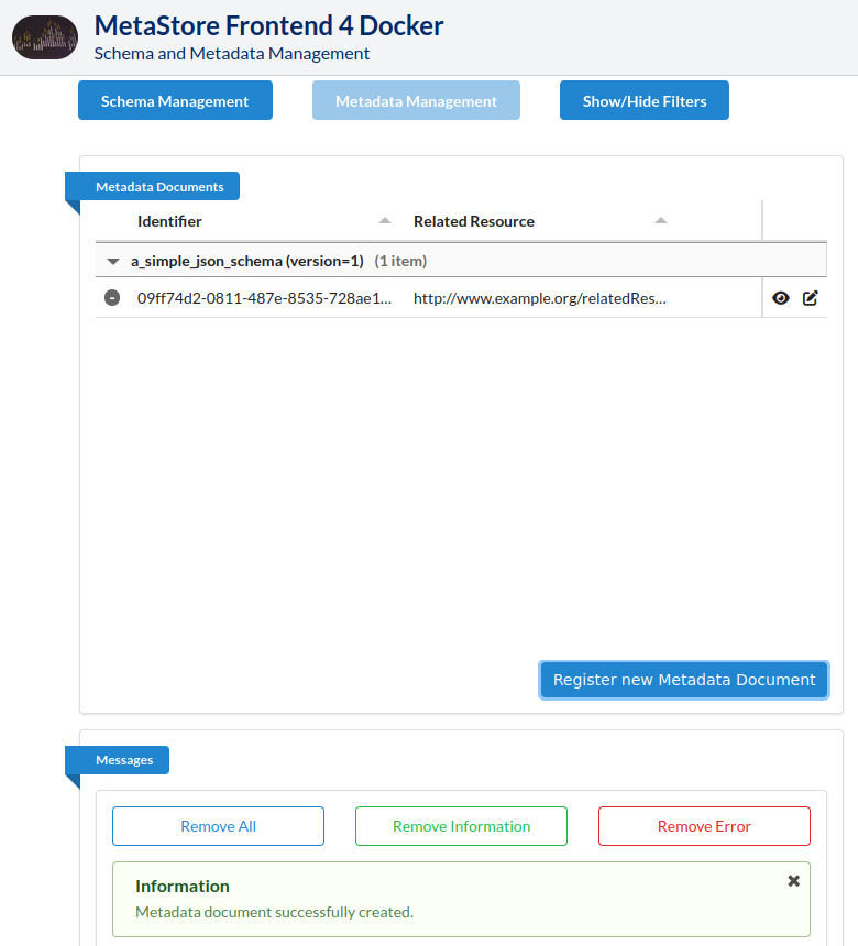 List of Metadata Documents